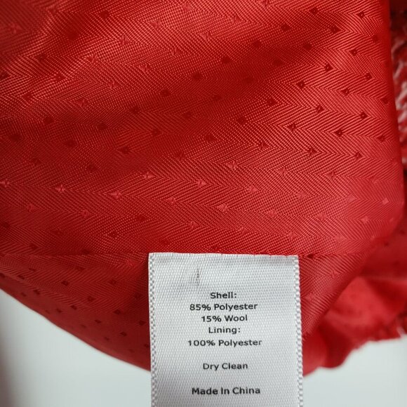 Talbots Tweed Crew Neck Blazer Jacket Red Fringe Full Button Boucle Size 10P - Picture 6 of 6